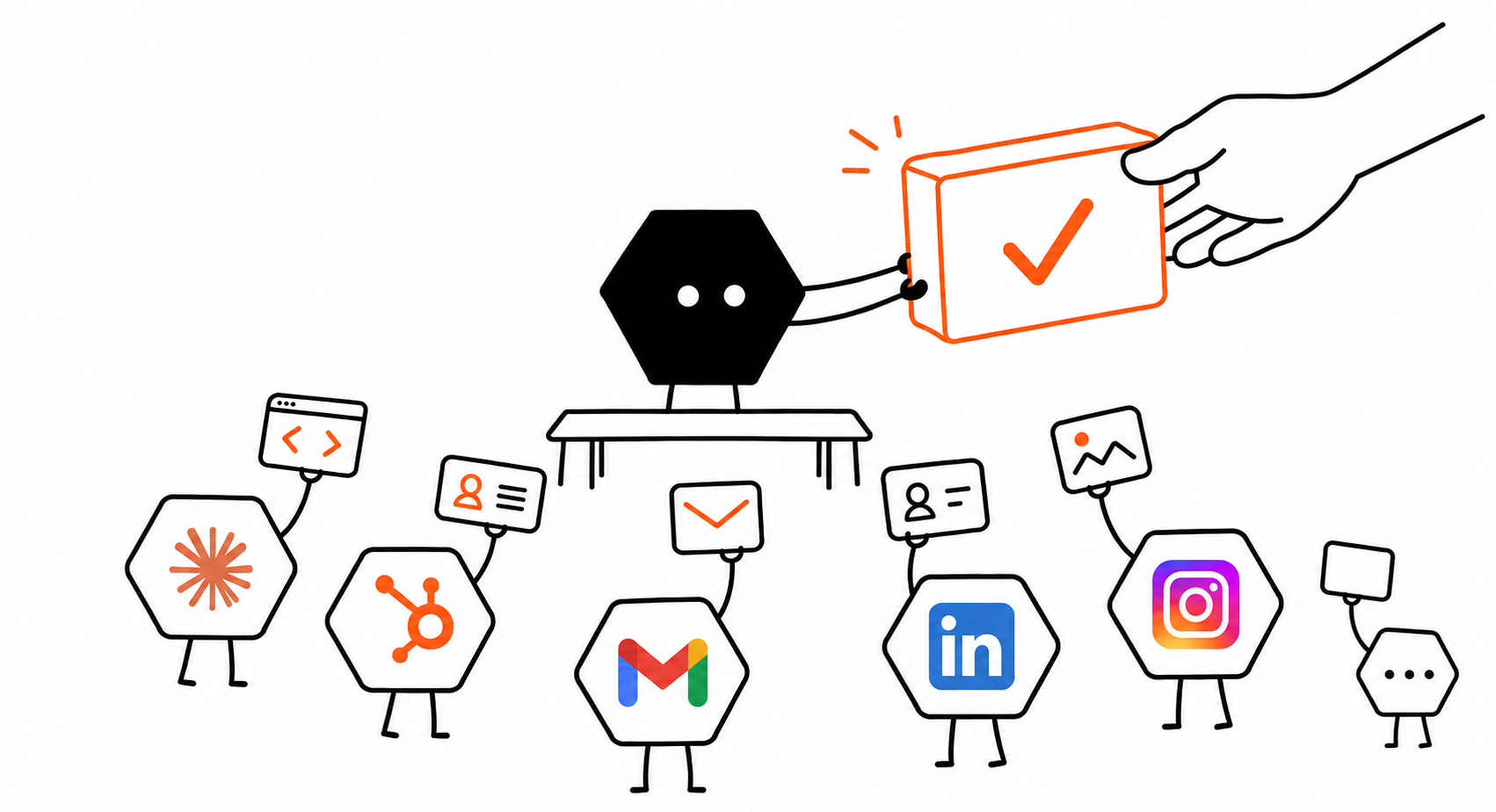 A Solid worker gathers results from other agents working across business tools and hands one checked result to a person.
