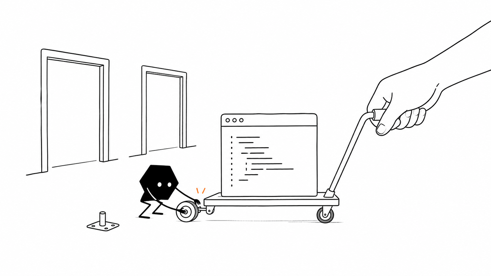 Solid adds a wheel to a web project while its owner keeps hold of the cart and two open paths remain ahead.